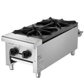 VEVOR Commercial Gas Stove with 2 Burners, Propane and Natural Gas Countertop Cooking Stove Range, Stainless Steel Gas Hot Plate VEVOR Commercial Gas Stove with 2 Burners, Propane and Natural Gas Countertop Cooking Stove Range, Stainless Steel Gas Hot Plate