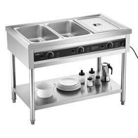 VEVOR 3-Pan Commercial Food Warmer, Electric Steam Table with Independent Temperature Control VEVOR 3-Pan Commercial Food Warmer, Electric Steam Table with Independent Temperature Control